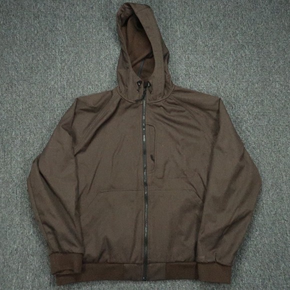 LL Bean Jacket Mens XL Brown Full Zip Pockets Hooded Bomber Outdoors